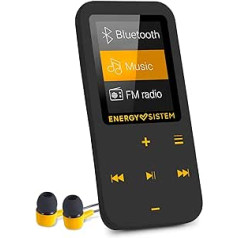 Energy Sistem Touch Amber MP4 atskaņotājs ar Bluetooth tehnoloģiju, 16 GB, ieliekamas austiņas, FM radio, MicroSD, melns/dzintars