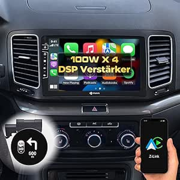 DYNAVIN Android automašīnas radionavigācijas sistēma priekš VW Sharan Seat Alhambra, ar 4 x 100 W DSP pastiprinātāju, DAB+ radio; Savietojams ar Wireless Carplay un Android Car: D8-DF56 Premium Flex