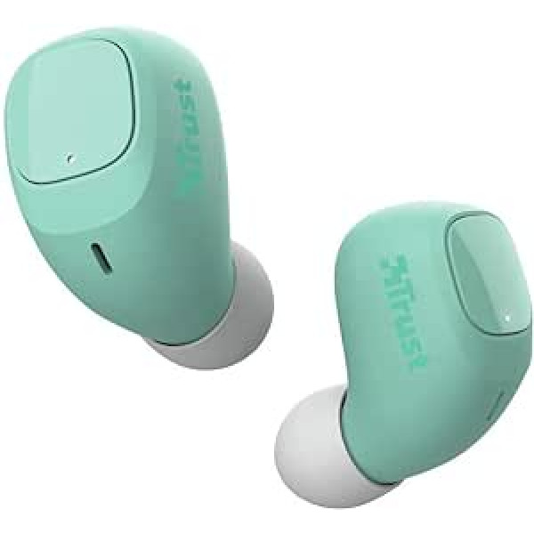 Trust Mobile Nika kompaktās Bluetooth austiņas ausī, bezvadu austiņas, patiesas bezvadu austiņas ar uzlādes vāciņu (TWS, integrēts mikrofons) — tirkīzs