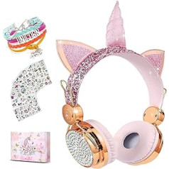 Unicorn Headphones Girls Bluetooth austiņas bērniem ar mikrofonu, SVYHUOK Over Ear Headphones Wireless Children ar 85 dB skaļuma ierobežojumu, piemērots datoram/iPad/Study/phones Bērnu austiņas