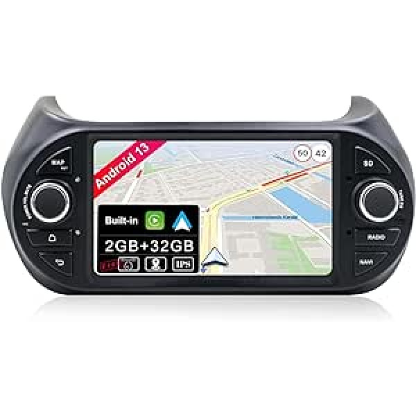 JOYX Android 12 Car Radio piemērots Fiat Fiorino/Qubo/Citroen Nemo/Peugeot Bipper | Atpakaļskata kamera Canbus Bezmaksas | 7 collu 2G + 32G | GPS 1 DIN | ar Stūres vadību Dab 4G WiFi Carplay BT