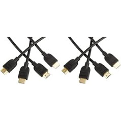 Amazon Basics 2 pakotņu liela ātruma HDMI kabelis 2.0 Ethernet 3D 4K video atskaņošana un ARC 1.8m 2-pack + liela ātruma HDMI kabelis 2.0 Ethernet 3D un ARC 3ft