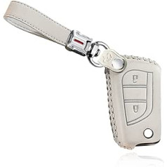 HIBEYO automašīnas atslēgu futrālis atbilst Toyota ādas aizsargatslēgu vāciņam Toyota Aygo Yaris Citroen C1 priekš Peugeot 108 Remote Key Flip Key Case Key Box A2 pogas Balts