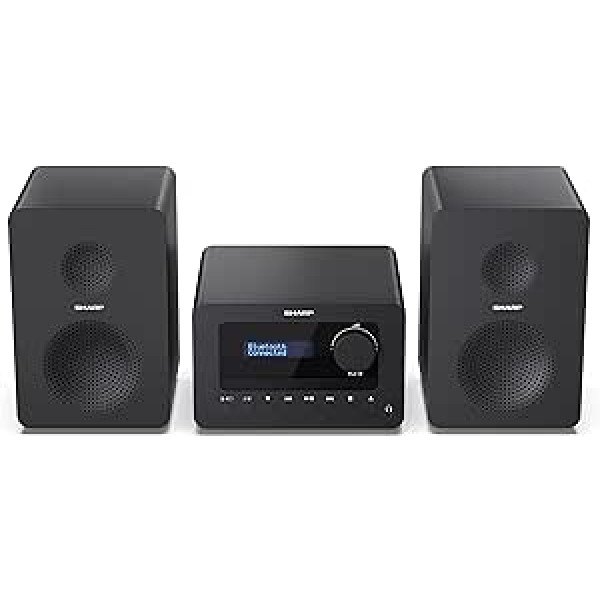 SHARP XLB520D kompaktā Hi-Fi skaņas sistēma (40 vati, digitālais radio ar DAB+ un FM uztvērēju, Bluetooth), melns