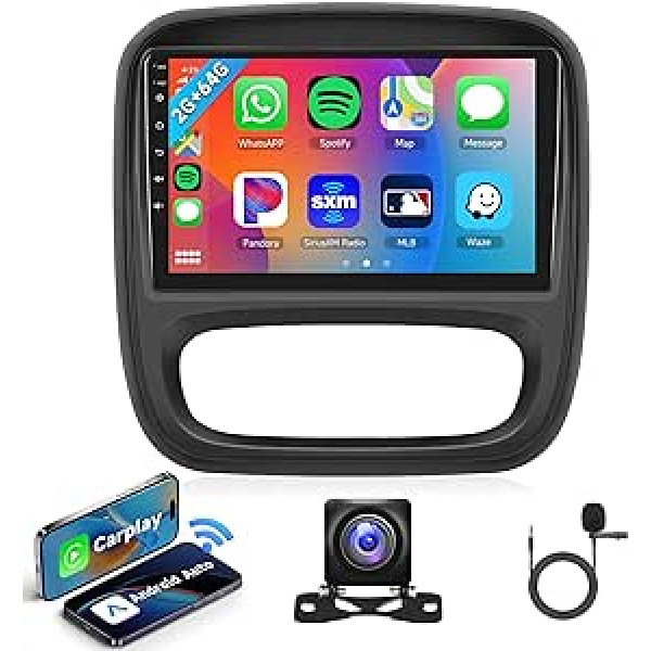 2G + 64G Android Car Radio priekš Opel Vivaro Renault Trafic Fiat Talento Nissan NV300/VW300 ar Carplay Android Car Navigation GPS WiFi 9 collu auto radio ar Mirror Link Bluetooth FM/RDS/DAB+/OBD