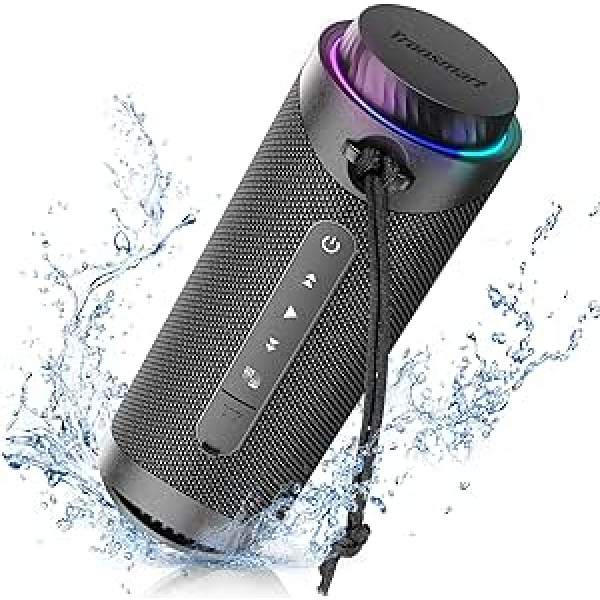 Tronsmart T7 Bluetooth skaļrunis, LED gaismas un IPX7 ūdens aizsardzība, jaudīgs bass ar 360° augstas precizitātes stereo skaņu, bezvadu āra skaļrunis ar EQ ballītēm, ceļojumi