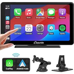 Carpuride C3 bezvadu Carplay un Android automašīnas radio, pārnēsājams 7 collu HD skārienekrāna automašīnas stereo uztvērējs ar AirPlay Link spoguļiem, Bluetooth, navigācija, Siri, FM/AUX