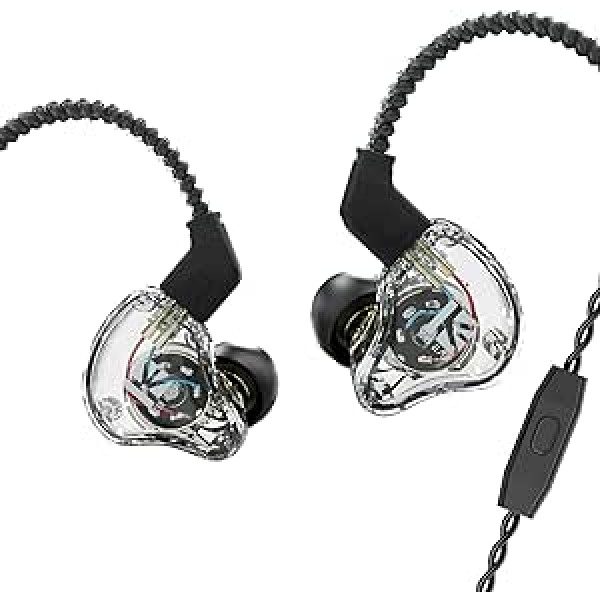 keephifi KBear KS1 Musician austiņas ar mikrofonu ausu monitoros Kbear Earbuds Dual Magnetic Circle Dynamic In-Ear Headphones Austiņas skriešanas treniņam Braukšanai (caurspīdīgas, ar mikrofonu)