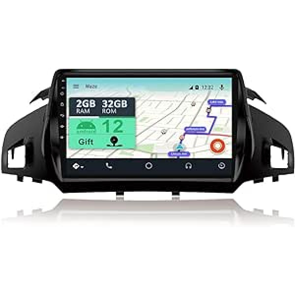 YUNTX [2 GB + 32 GB] Android 12 automašīnas radio ar navigācijas sistēmu priekš Ford Kuga Escape C-max (2013-2017) 9 collu skārienekrāna bezmaksas kamera DAB/GPS/Stūres vadība/MirrorLink/Bluetooth