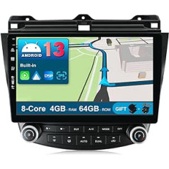 JOYX Android 12 automašīnas radio piemērots Honda Accord 7th (2002-2007) - 4G+64G - Iebūvēts DSP/Carplay/Android Car - Bez kameras MIC - Ar SWC WiFi BT5.0 4G DAB 360-Camera Fast Boot - 2 DIN 10,1 colla