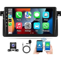 1+32G auometo Android 13 Car Radio priekš BMW 3 Series E46 1999-2005 ar Wireless Carplay Android Car, 9 collu kapacitīvs skārienekrāns ar HiFi WiFi GPS Bluetooth FM/RDS Mirrorlink + AHD atpakaļgaitas kamera