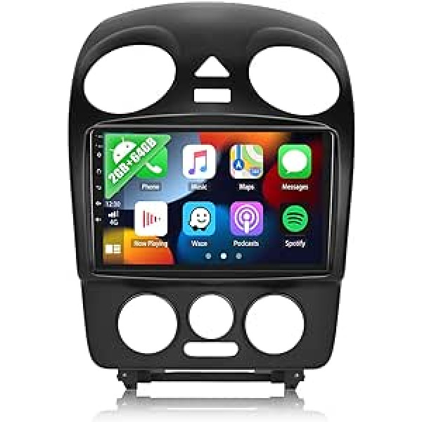 2G + 64G CAMECHO Android 12 automašīnas radio ar navigācijas sistēmu VW Beetle 2004-2010, 9 collu automašīnas radio skārienjutīgs displejs ar Carplay Android Car WiFi MirrorLink FM RDS Bluetooth + atpakaļgaitas kamera