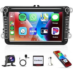 Podofo 8 collu Android Car Radio Wireless Carplay 1+16G priekš VW Tiguan Golf 5 Skoda Passat Polo Android Car 2 DIN ar ekrānu ar navigācijas AHD atpakaļgaitas kameru FM/RDS ar 36/40/52 kontaktu kabeli WiFi/GPS