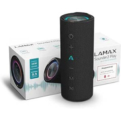 Lamax Sounder2 Play Bluetooth skaļrunis, 24 stundu klausīšanās prieks, lieliska 24 W jauda, vizuālie efekti, Bluetooth 5.3, IP67 ūdensizturība, mikrofons zvaniem