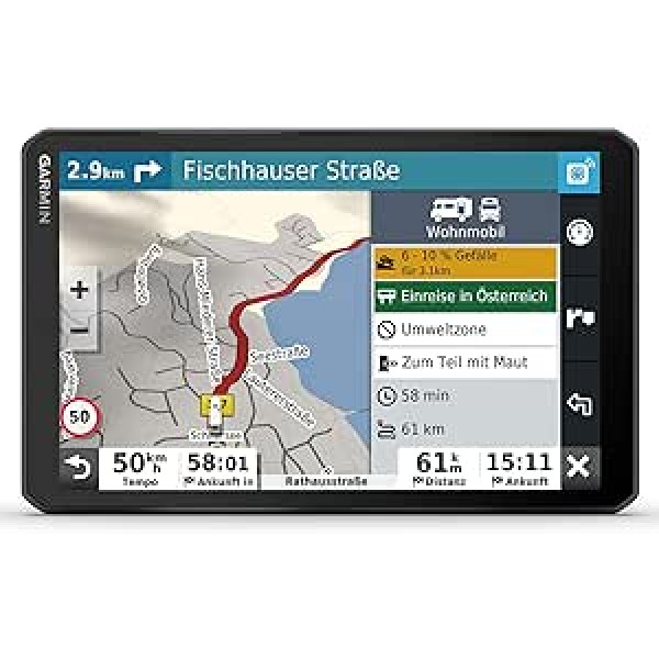 Garmin Camper 890 MT-D EU — navigācijas ierīce ar maršrutēšanu dzīvojamajām mājām un treileriem, 8 collu (20,3 cm) HD displejs, 3D Eiropas kartes, satiksmes informācija, izmantojot DAB+, kempinga datu bāze (atjaunota)