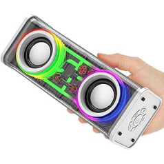 BSZHI Bluetooth Speaker, Portable Wireless Speaker with 10W Stereo Sound, Transparent Speaker with Colorful LED Lights, Bluetooth 5.3, TWS Pairing, Party Speaker for Home