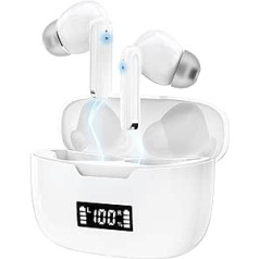 DCB SOUND Bluetooth austiņas 5.3 Airpods austiņas ar 4 MIC HD austiņām IOS/ANDROID bezvadu austiņām, jaudīgs bass, Air Pods austiņas, skaņa, bezvadu, Bluetooth, 36H, balts