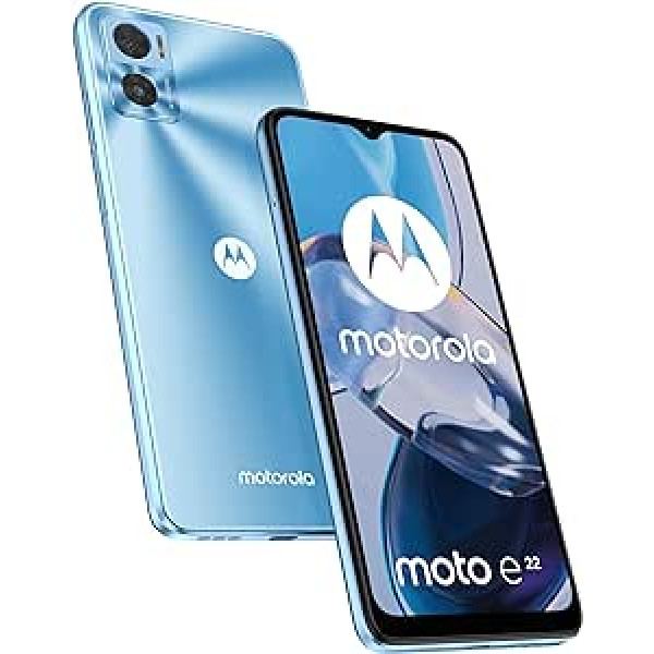 Motorola Moto E22 — 4G viedtālrunis — divas SIM kartes — 4 GB RAM / iekšējā atmiņa 64 GB — MicroSD slots — LCD displejs — 6,5 collas — 16