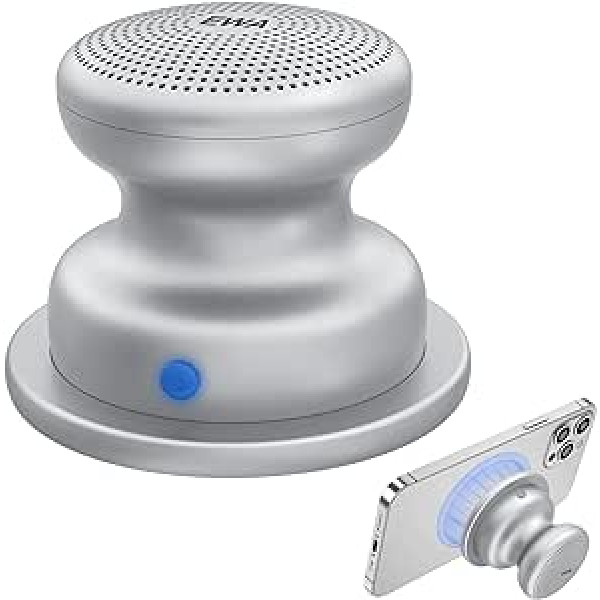 EWA A117 Mini bezvadu Bluetooth skaļrunis, magnētiskā pamatne, jaudīgs, ūdensizturīgs, pārnēsājams, viegli uzstādāms uz metāla virsmām, saderīgs ar iPhone 14/13/12 (sudraba)