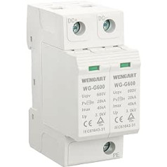 Wengart DC Photovoltaic Surge Protection Device WG-G600, TUV Certification, 20-40KA for Lightning Protection and Surge (2P_600V)