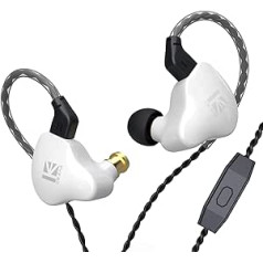 Kbear KS1 ieliekamās austiņas, Super Bass Boost, In-Ear Monitor, Vadu austiņas, Stereo austiņas, Trokšņu slāpēšana, Dubultā magnētiskā ķēde, Dinamisks noņemams kabelis (ar mikrofonu, balts)