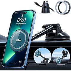 2024 【360° rotējošs piesūceknis】Mobilā tālruņa turētāja automašīnas magnēts [jauniniet spēcīgākos magnētus] Savietojams ar MagSafe mobilā tālruņa turētāju automašīnas universālais automašīnas mobilā tālruņa turētājs iPhone 15 14 13 12 Pro