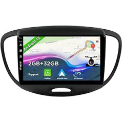 BXLIYER 9 collu Android 12 automašīnas radio priekš Hyundai I10 (2007-2013) — atpakaļgaitas kamera bez maksas — 2G + 32G — 2 DIN — DAB vadība ar stūri, WiFi Carplay Android automašīnas DSP dalīts ekrāns 4G Bluetooth