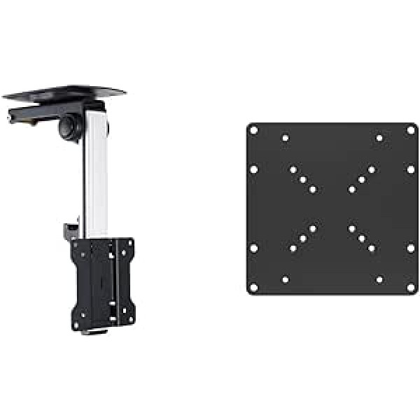 PureMounts PM-SLOPE-23 Premium Ceiling Mount for Television, Maximum Load 20 kg, VESA up to 100 x 100, Universal and Universal VESA Adaptor VESA 50 x 50 to 200 x 200, Max. Load 30 kg, Black