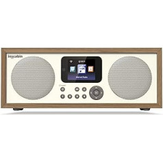 Inscabin D4 Internet Radio with Bluetooth, Spotify Connect, Dual Alarm Clock, App Control and Colour Screen (Black Walnut)