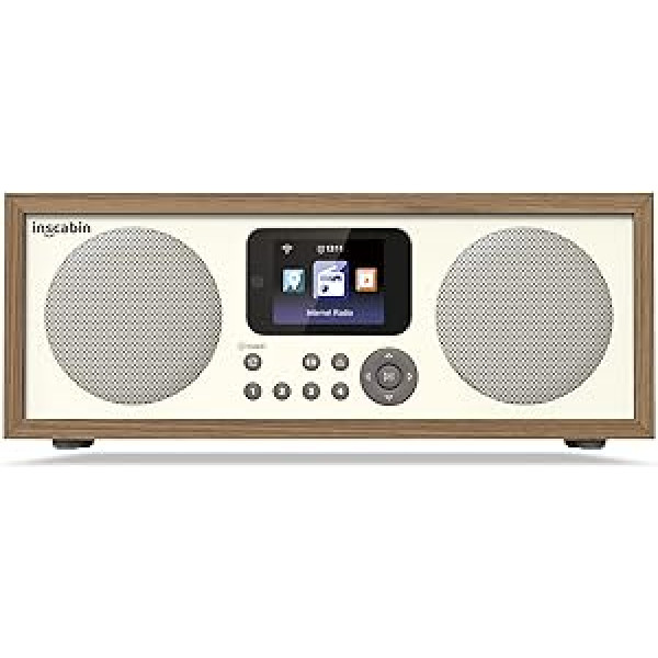 Inscabin D4 Internet Radio with Bluetooth, Spotify Connect, Dual Alarm Clock, App Control and Colour Screen (Black Walnut)