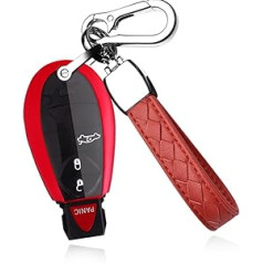 HIBEYO Smartkey automašīnas atslēgas futrālis ir piemērots Chrysler atslēgas korpusam Silikona aizsardzība priekš Dodge Journey Ram priekš Jeep Commander Cherokee tālvadības pults atslēgu piekariņa aizsargmaisa atslēgas futrālis sarkans