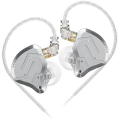 LINSOUL KZ ZSN PRO 2 iebūvējams auss monitors, 1BA+1DD hibrīda draivera HiFi austiņas IEM, vadu austiņas, noņemams sudrabots padziļināts 0,75 mm 2 kontaktu kabelis audiofiliem (sudraba krāsā, bez mikrofona)