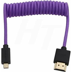 HangTon Micro HDMI to HDMI 4K 8K 60p Braided Coiled Cable for Sony ZVE-10 A7S A7R Canon R10 R6 MKII Lumix Camera SmallHD ATOMOS Ninja V Monitor Type A D HDMI 2.1