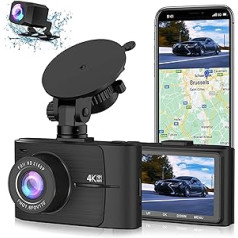 ANTELA Dual Dash Cam Car priekšējā aizmugurējā 4K+FHD1080P WDR GPS 170°+150° platleņķa G-sensora parkošanās uzraudzība 3 collu HD ekrāns Vienkārša uzstādīšana