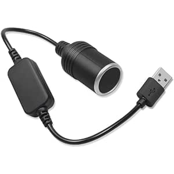 TEHUS USB līdz 12 V līdzstrāvas barošanas adapteris — USB 5 V A vīriešu līdz 12 V automašīnas cigarešu šķiltavas strāvas pārveidotājs braukšanas ierakstītājam DVR Dash Camera GPS (10 W 0,8 A Max) (2 m)