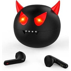 Togetface bezvadu austiņas bērniem, Bluetooth Little Devil austiņas ar uzlādes kārbu, ūdensnecaurlaidīgas stereo spēļu austiņas zēniem, 36 stundu atskaņošanas laiks, vieglas ausis