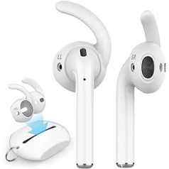 AhaStyle 3 Paar Ohrbügel-Abdeckungen, Silikon-Zubehörspitzen, saderīgs ar Apple AirPods 2 un 1 vai EarPods-[zusätzliche Silikon-Aufbewahrungstasche] (S/M/L) (weiß)