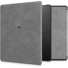 kwmobile futrālis, kas saderīgs ar Amazon Kindle Oasis 10. paaudzi — mākslīgās ādas e-lasītājs — Cat MIAU pelēks