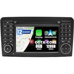 Kymmtun Car Radio Android 12, kas paredzēts Benz ML 320/350/W164 (2005-2012) GL (2005-2012) 7 collu 8GB + 128GB Carplay ar 4G + WiFi GPS USB Bluetooth Android automašīnas stūres vadību