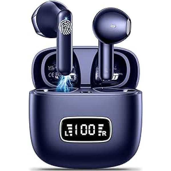 Bluetooth austiņas, Godyse austiņas Bezvadu Bluetooth 5.3 In-Ear LED displejs 42 stundas atskaņošanas laiks ar 4 mikrofoniem ENC zvanu trokšņu slāpēšanas HI-FI stereo IPX6 ūdensizturīgas austiņas sporta ierīcēm iOS