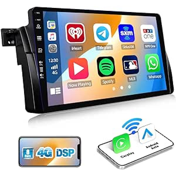 8 kodolu CAMECHO Android 13 automašīnas radio ar navigācijas sistēmu BMW E46 radio (1998-2006), 2G + 32G DSP, 9 collu ekrāna automašīnas radio ar Carplay Android Car Mirrorlink FM/RDS/AM 4G WiFi Bluetooth +