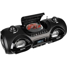 Reflexion CDR900BT pārnēsājams Hi-Fi stereo Boombox, CD atskaņotājs, (2 x 100 vati) FM radio, Bluetooth, LCD digitālais displejs un ekvalaizera funkcija, daudzkrāsains disko apgaismojums, melns