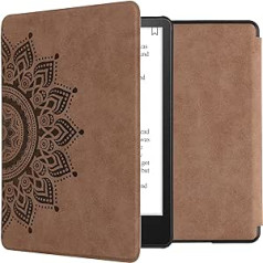 kwmobile Case Compatible with Amazon Kindle Paperwhite (11th Gen - 2021) - Faux Leather eReader Protective Case - Rising Sun Brown