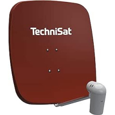 TechniSat SATMAN 65 PLUS Satellite Dish for 2 Subscribers (65 cm Sat Mirror with Mast Mount and UNYSAT-Twin LNB in Weather Protection Housing) Red