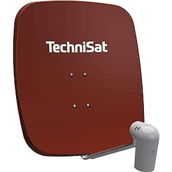 TechniSat SATMAN 65 PLUS satelītantena 2 abonentiem (65 cm satelīta spogulis ar masta stiprinājumu un UNYSAT-Twin LNB korpusā, kas aizsargā pret laikapstākļiem) Sarkans