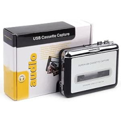 Cuifati USB kasešu MP3 pārveidotājs, kasešu pārveidotājs, pārnēsājams digitālo kasešu atskaņotājs Uztver stereo audio kasetes/lentes uz datoru MP3 slēdzi ar austiņām