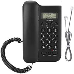 Zerone fiksētais tālrunis, pie sienas stiprināms vadu tālrunis ar zvanītāja ID mājas birojam (melns)