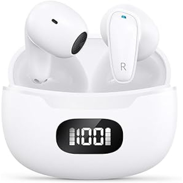 acabuma Austiņas Bezvadu austiņas Bluetooth Austiņas, Bezvadu austiņas Bluetooth, Ieliekamās austiņas, Austiņas Zvanīšana, Uzlāde ar USB-C, Minimālistisks dizains sportam, darbam, birojam