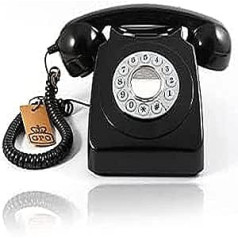 GPO GPO746PB Push Button Retro Telephone with Authentic Bell Ring - Black