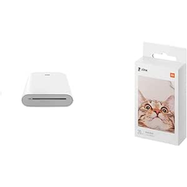 Xiaomi portatīvais fotoprinteris 300 dpi kabatas mini AR attēlu printeris ar DIY Share 500 mAh attēlu printeris cinka papīra printeris, balts un pārnēsājams printera fotopapīrs, augstas kvalitātes 3 collu fotopapīrs, 20